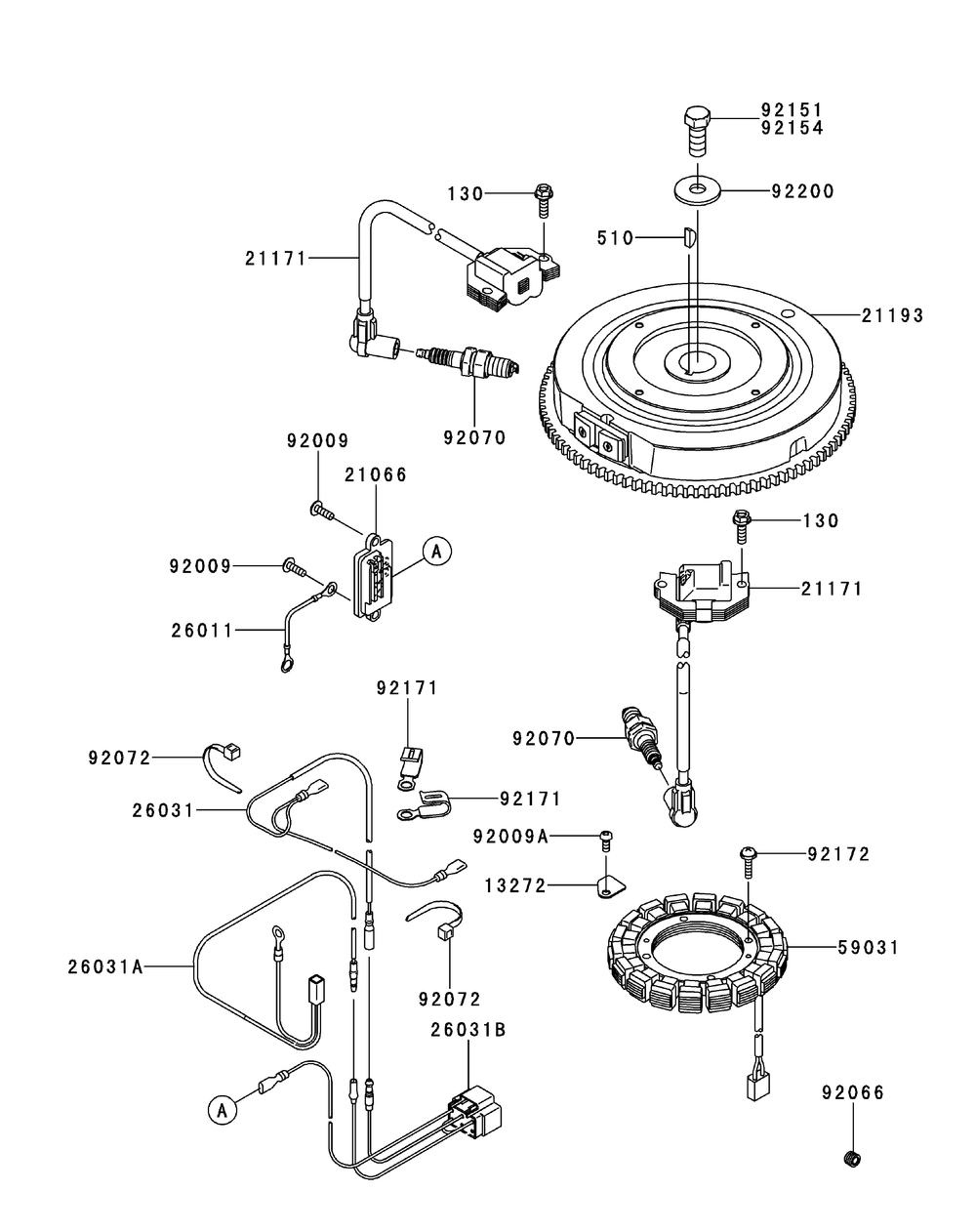 Kawasaki Fr730v-As05 Electric Equipment Diagram and Parts List for Z-FORCES60 (17AI5GHD-17AI5GHD010)(2012) Cub Cadet Lawn Tractor